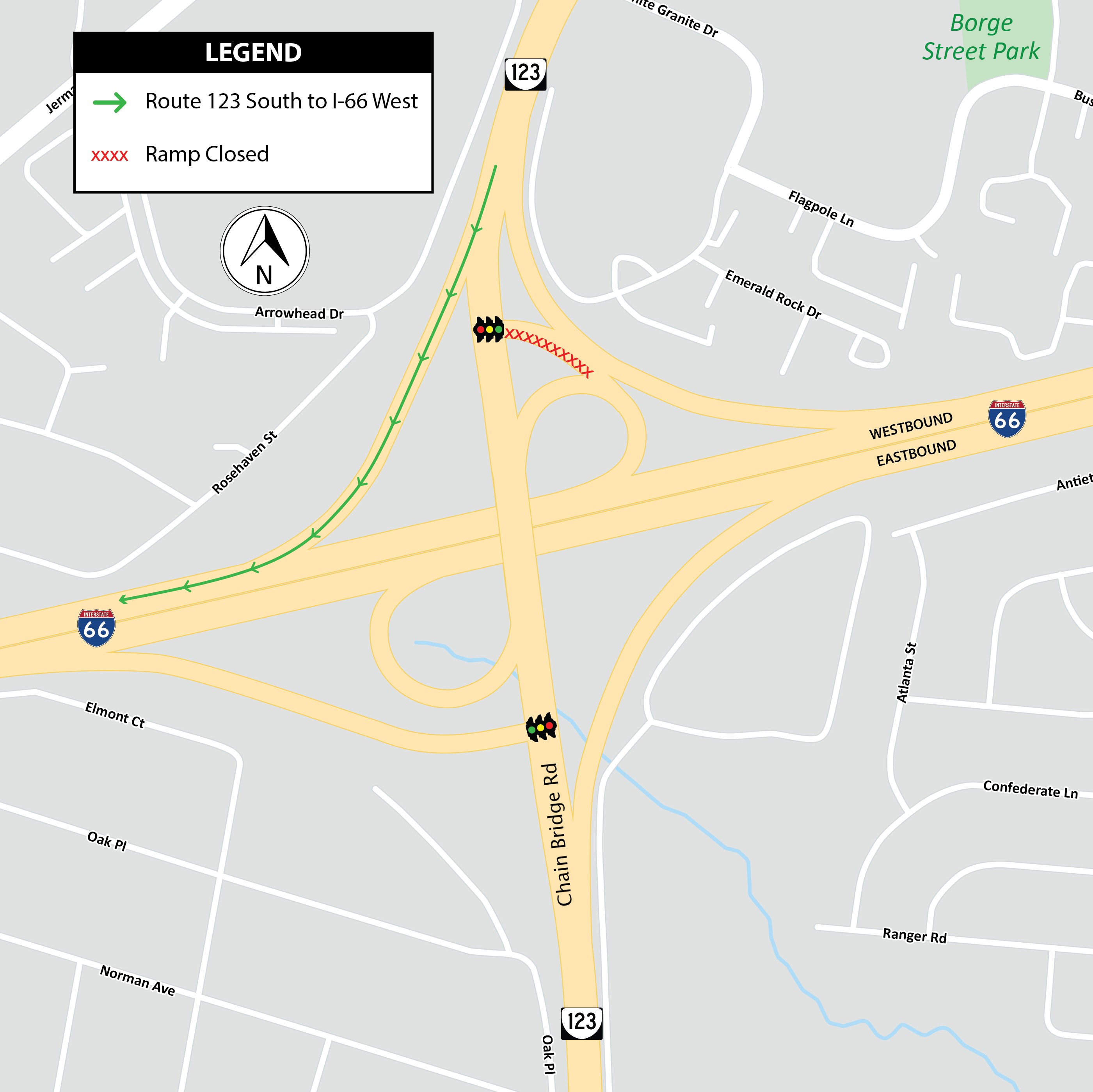 Route 123 South to I-66 West Ramp