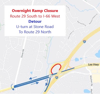 Ramp closure -- US-29S to I-66W